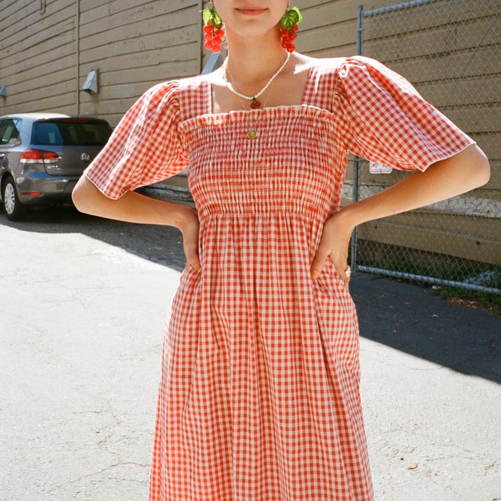 Lisa Says Gah Red Gingham Midi Dress - Picture 2 of 5